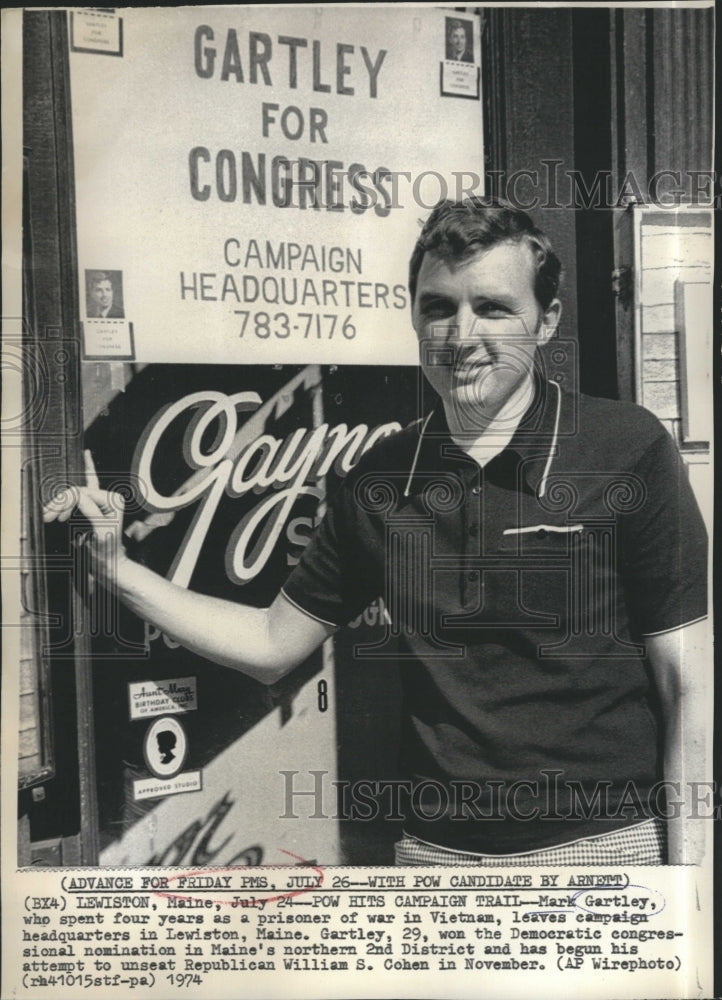 1974 Press Photo Former POW Mark Gartley On Campaign Trail - Historic Images