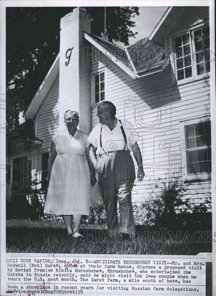 1959 Press Photo Soviet Premier Khrushchev to Visit Farm of The Garst's in Iowa - Historic Images