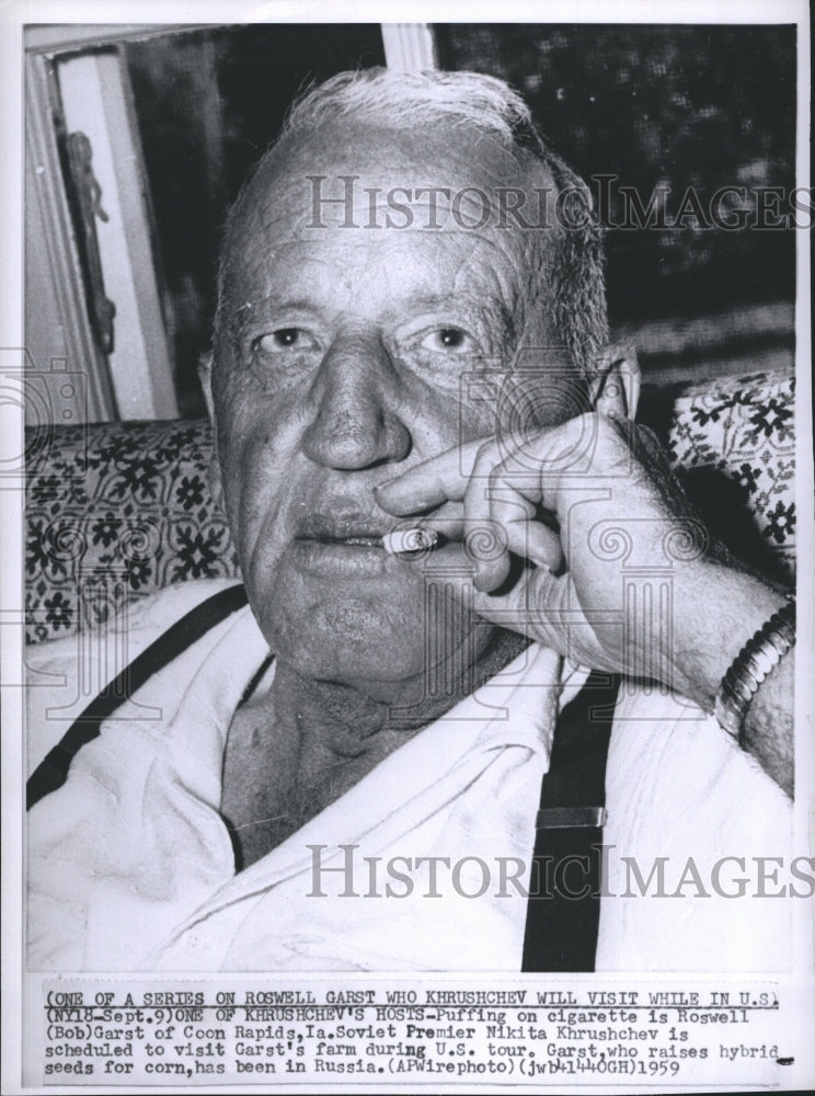 1959 Press Photo Soviet Premier Khrushchev To Visit Farmer Roswell Garst - Historic Images