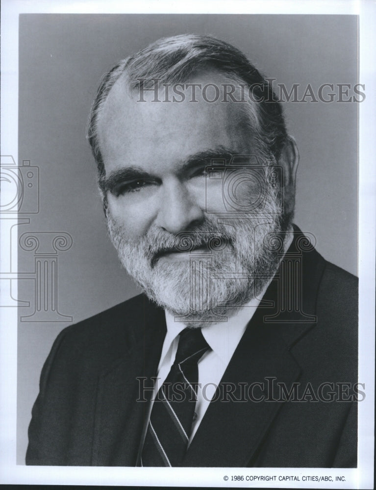 1986 Press Photo Ray Gandolf host and writer for &quot; Our World&quot; ABC News Program. - Historic Images