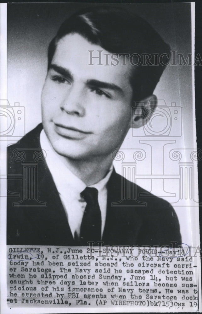 1964 Press PhotoDavid Irwin, aircraft carrier Saratoga - Historic Images