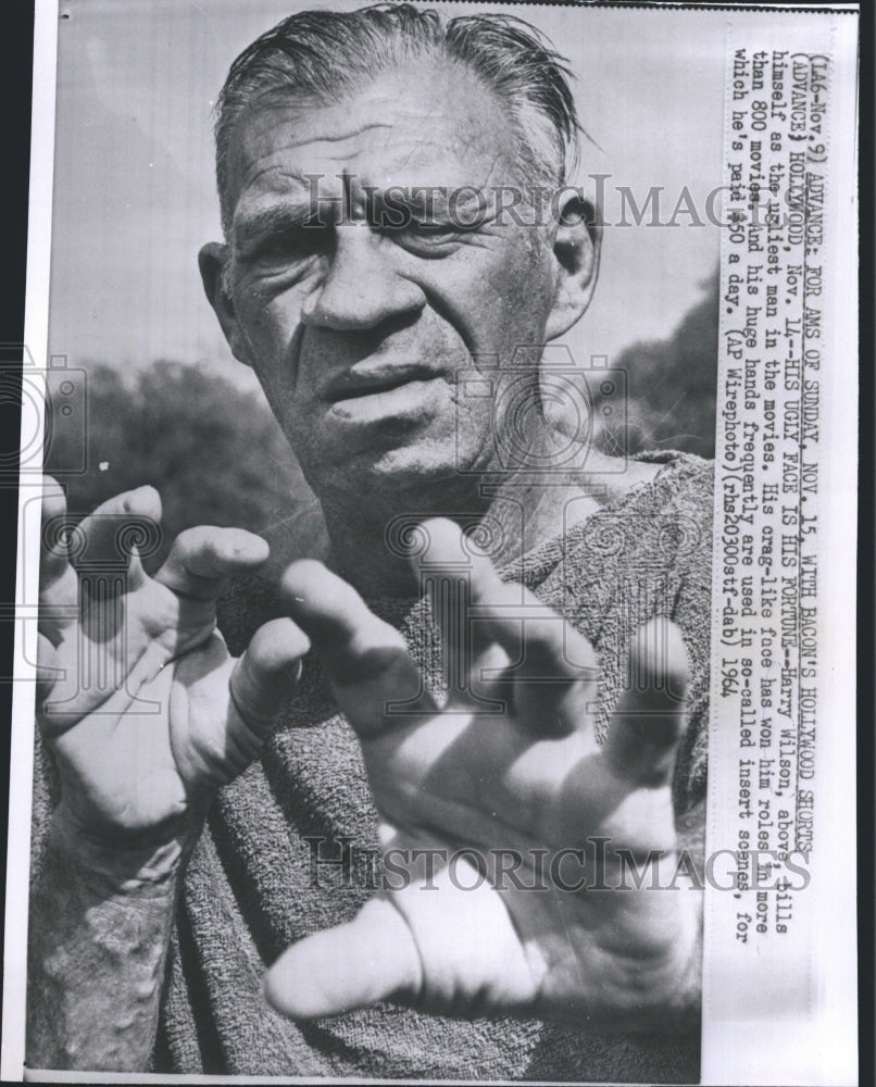 1964 Press Photo Harry Wilson Ugly Actor - Historic Images