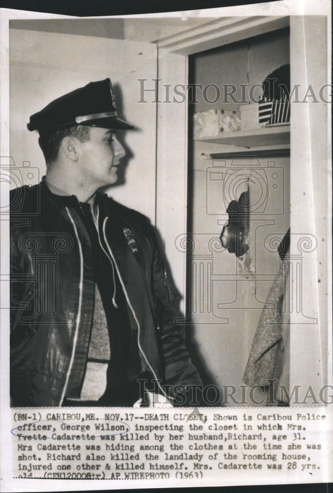 1963 Press Photo George Wilson Police Officer Closet Murder Yvette Cadarette - Historic Images