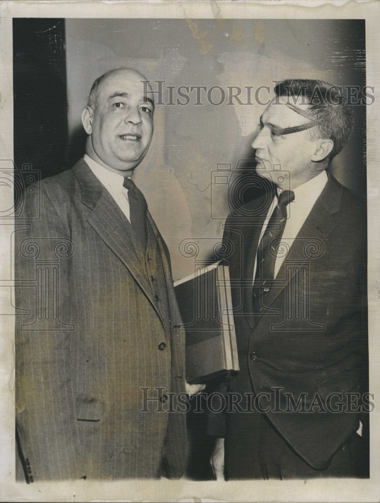 1957 Press Photo Sheriff Sullivan Trial Capt. Francis G Wilson Peter McPartland - Historic Images
