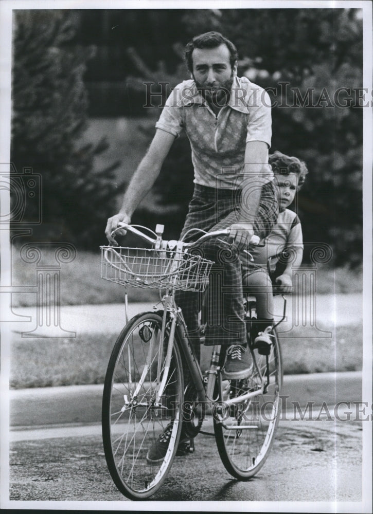 1975 &amp; Son Jason On Bicycle Near Brunswick New Jersey - Historic Images