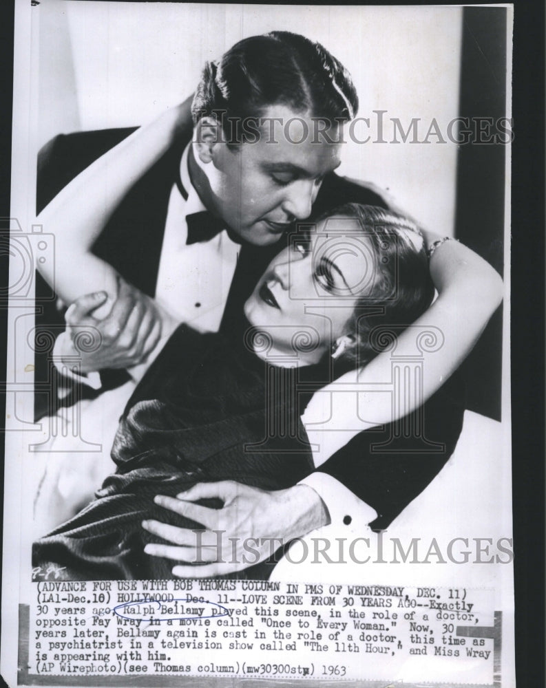 1963 Press Photo Ralph Bellamy and Fay Wray in "The 11th Hour" - Historic Images