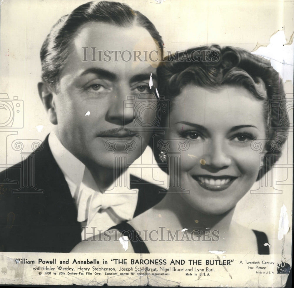 1938 Press Photo American Actor William Powell and Actress Annabella. - Historic Images