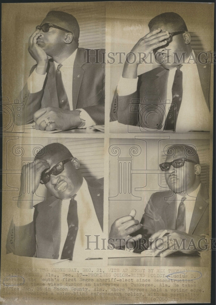 1966 Press Photo Lucius Amerson Alabama First Black Sheriff Elect Interview - Historic Images