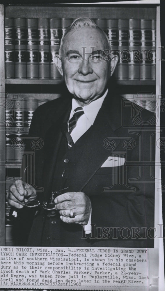 1960 Press Photo Federal Judge Sidney Mize - Historic Images