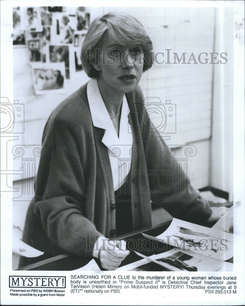 1993 Press Photo Actress Helen Mirren as Jane Tennison in Prime Suspect II - Historic Images