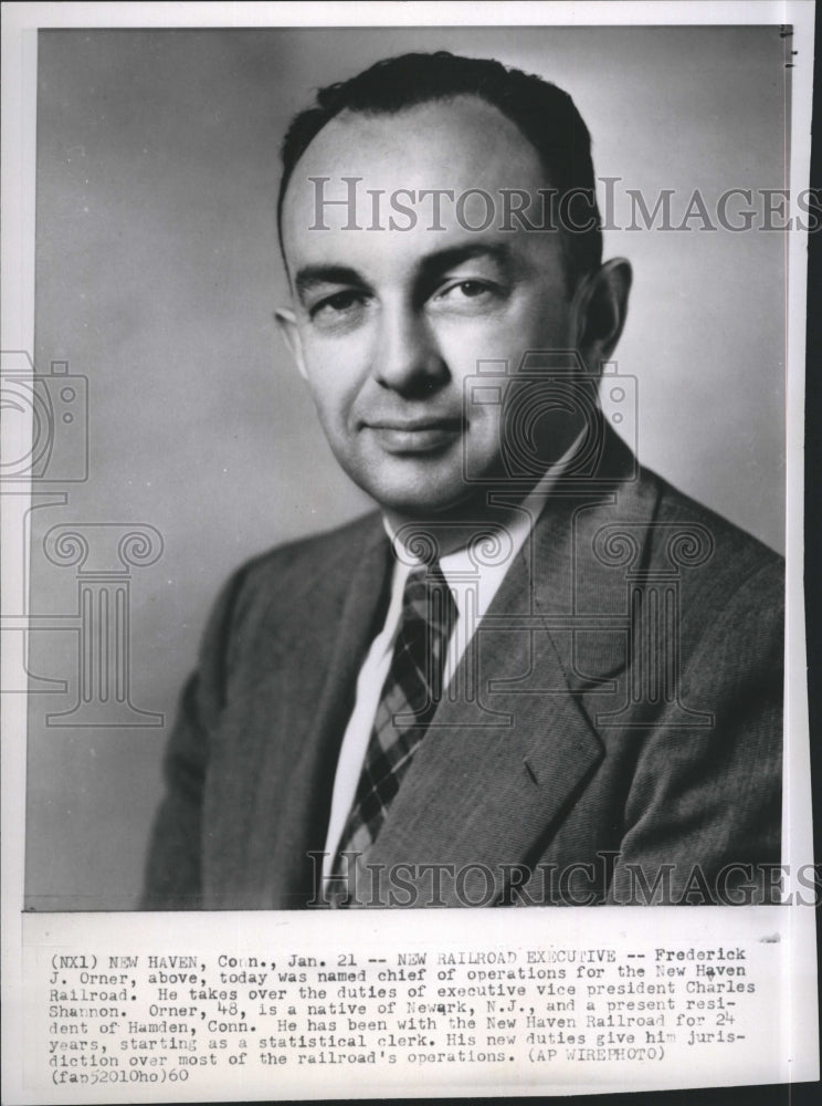 1960 Press Photo Frederick J. Orner, named Chief of Operations for New Haven RR - Historic Images