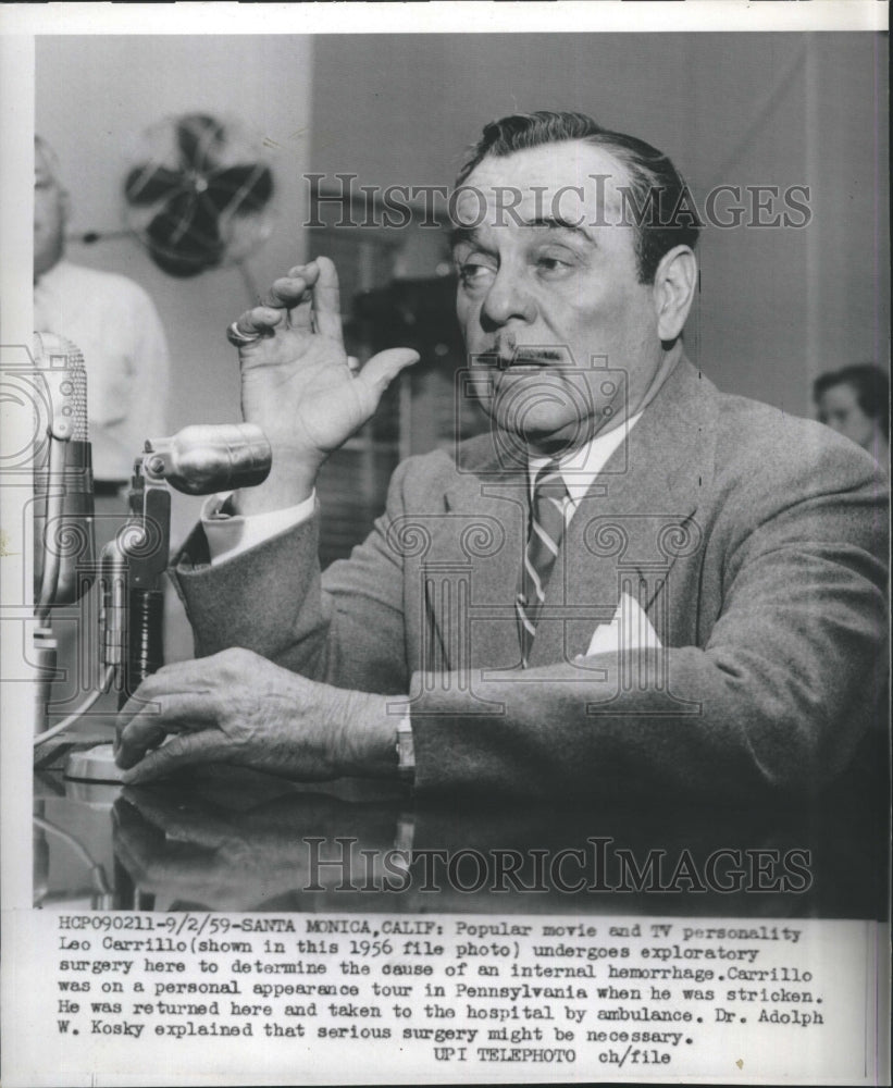 1959 Press Photo Movie &amp; TV Personality Leo Carrillo - Historic Images
