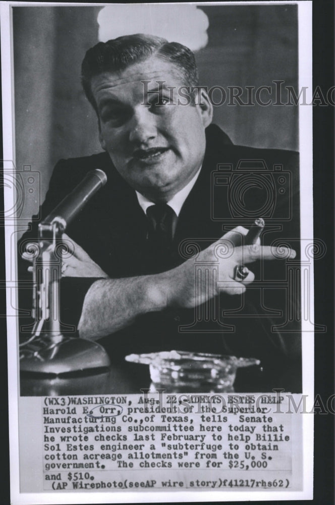 1962 Press Photo Harold E. Orr, Superior Manufacturing Co. - Historic Images