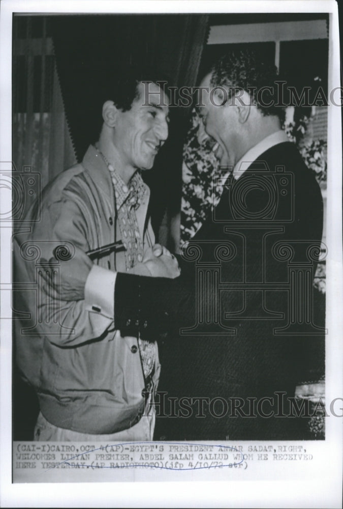 1972 Press Photo President Anwar Sadat With Premier Abdel Salam Gallud - Historic Images