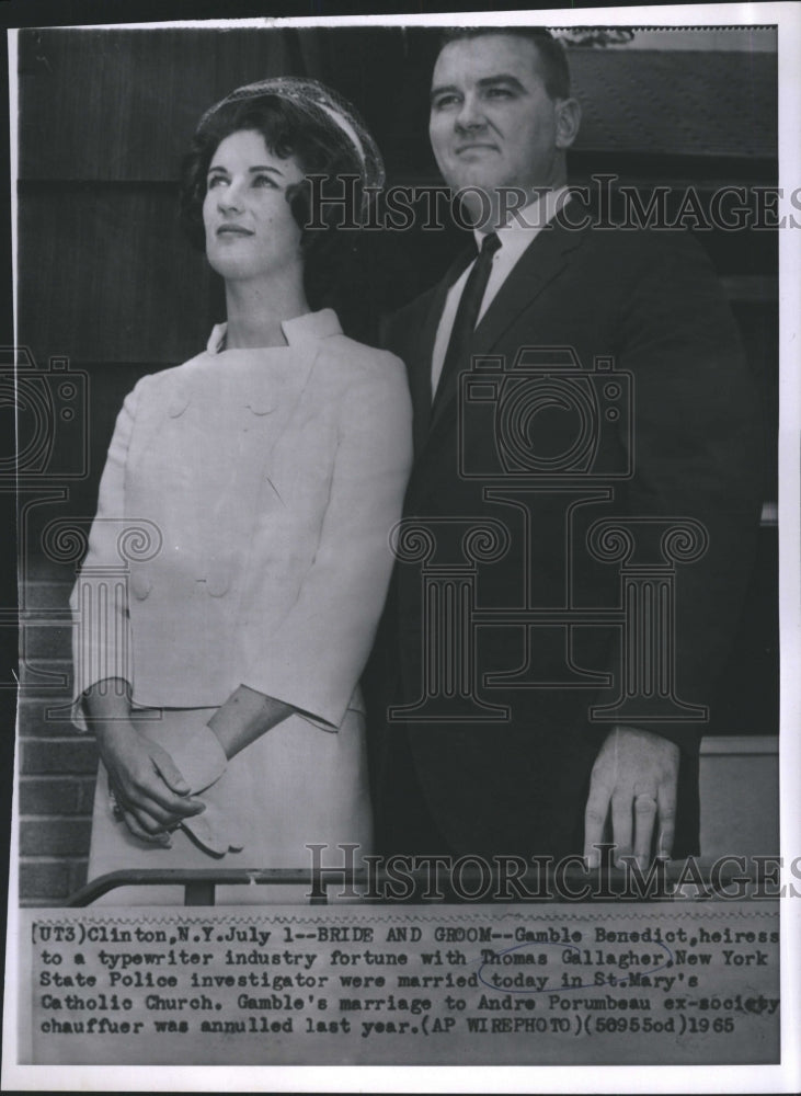 1965 Press Photo Heiress Gamble Benedict and Thomas Gallagher Wedding - Historic Images