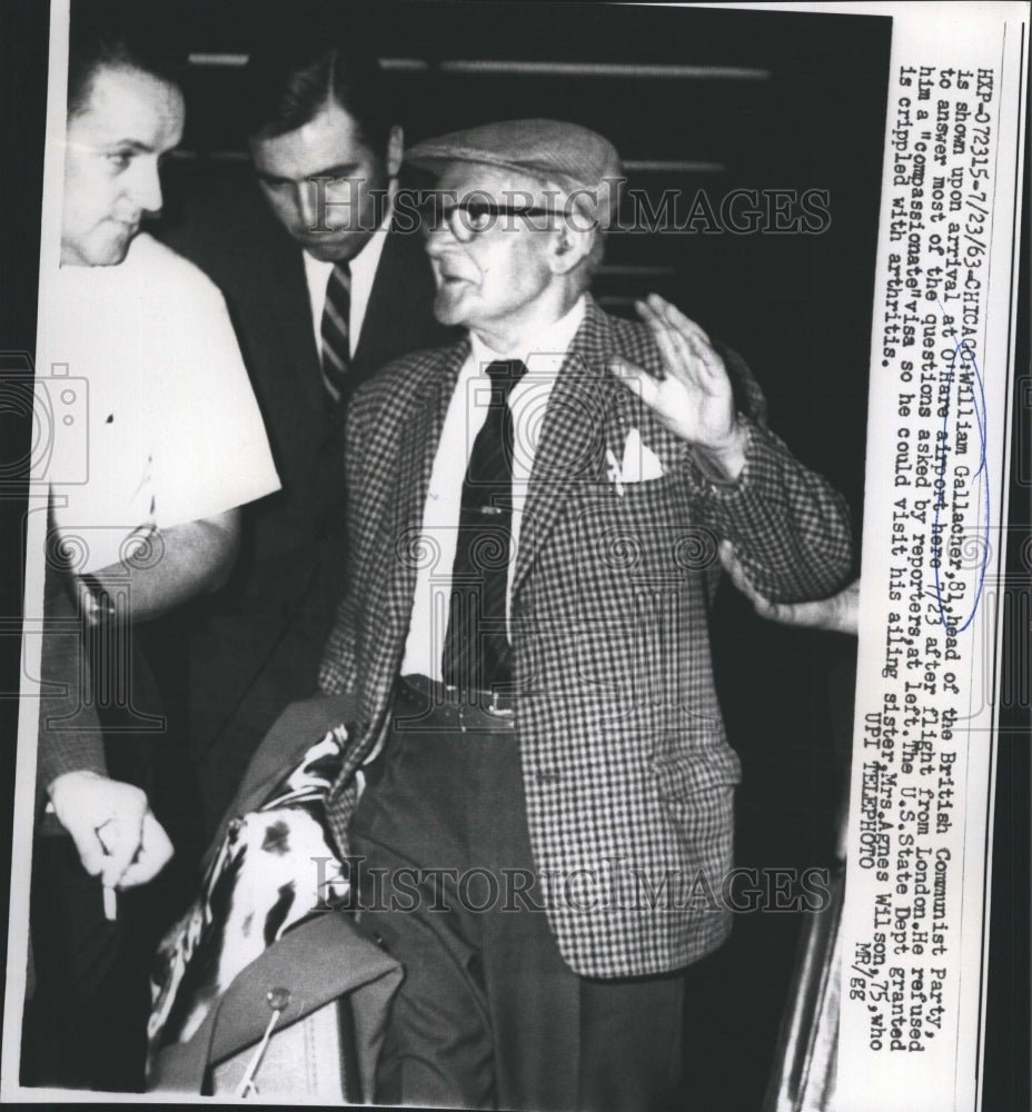 1963 Press Photo William Gallacher Head Of The British Communist Party - Historic Images