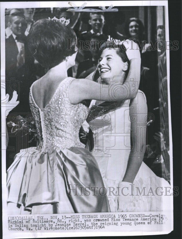 1964 Press Photo Ms.Carolyn Mignini, crowned Miss Teenage America 1965. - Historic Images