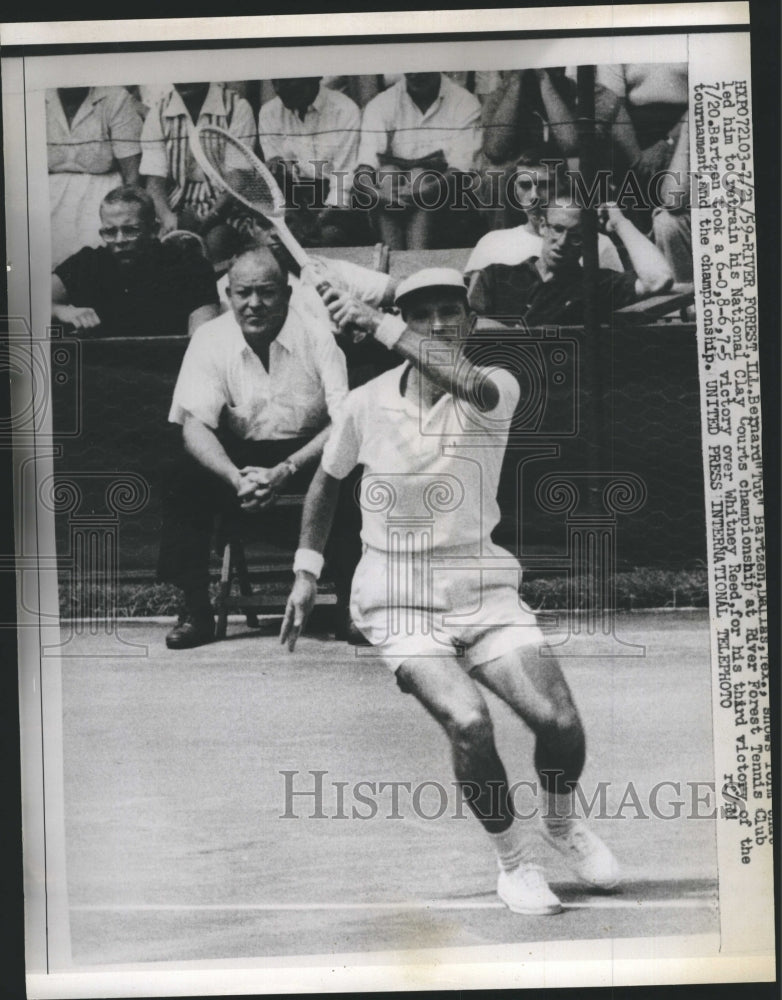 1959 Press Photo Tennis Player Bernard Tut Bartzen River Forest Tennis Club - Historic Images