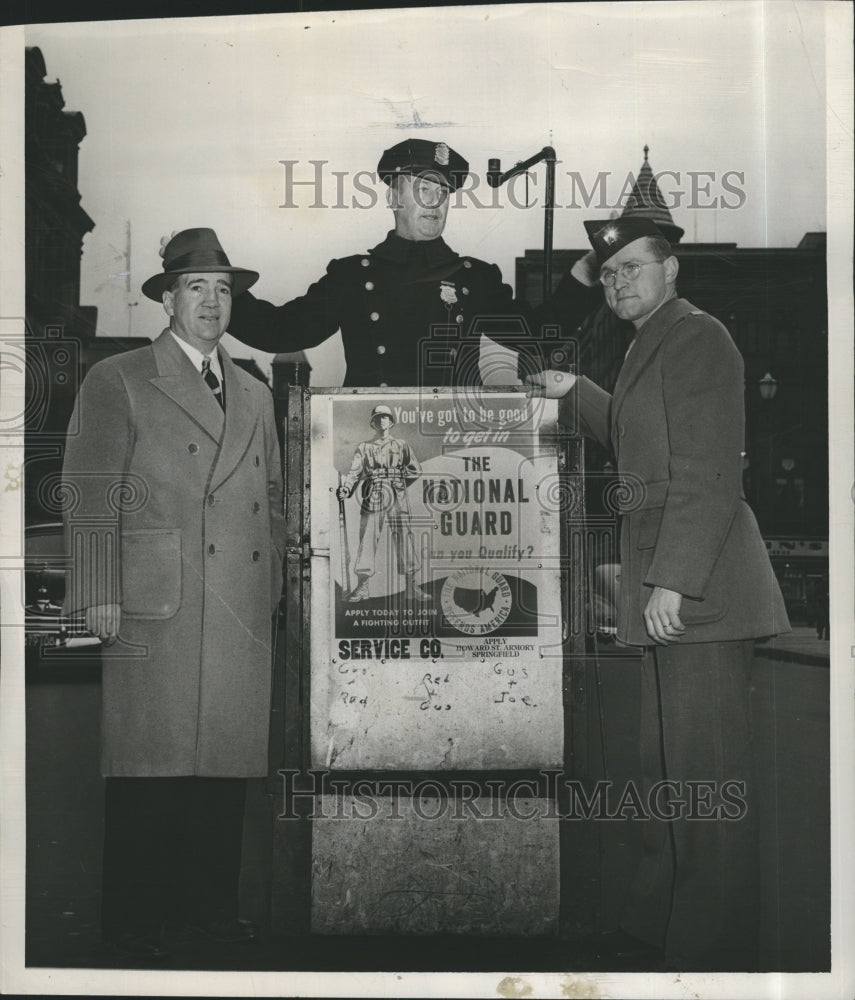 1949 Springfield Police Assist National Guard Recruiting - Historic Images