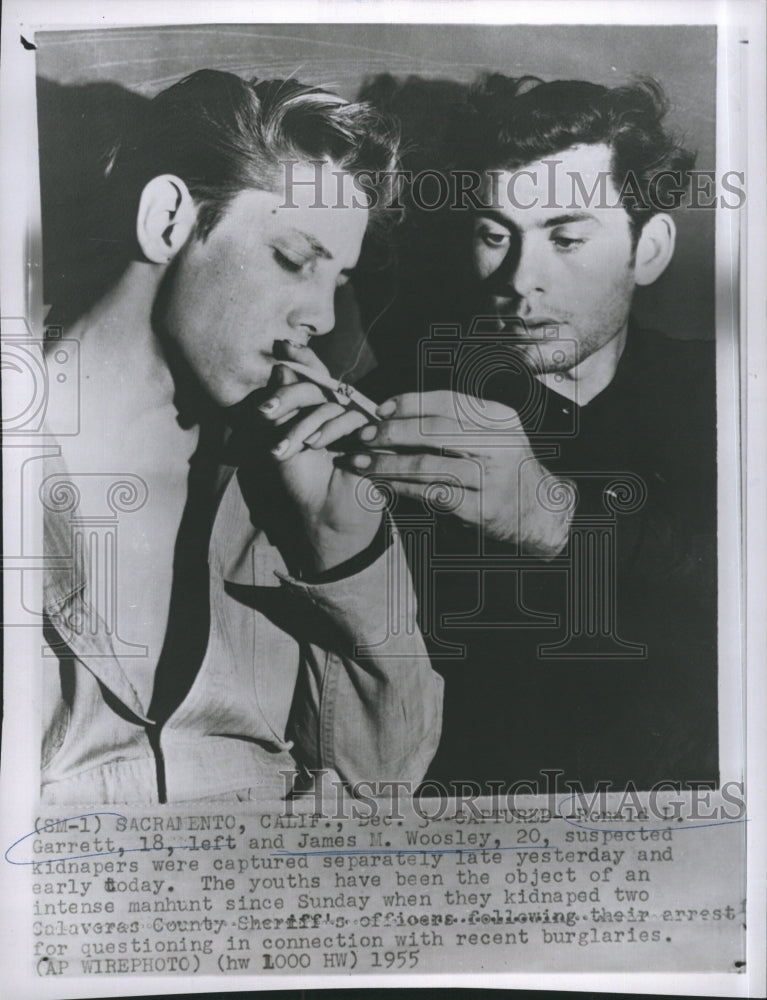 1955 Press Photo Suspected Kidnappers Ronald Garrett &amp; James Woosley Captured - Historic Images