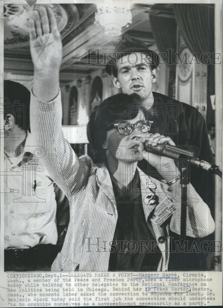 1967 Press Photo Margery Sayre, Peace and Fredom Party, Frank Horton - Historic Images