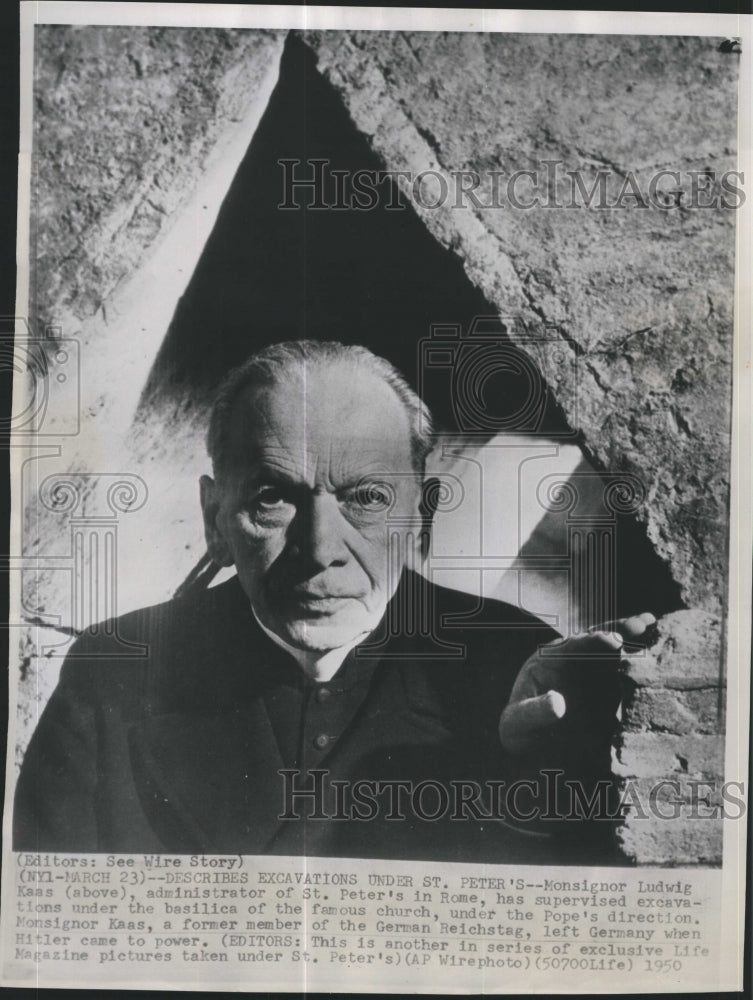 1950 Press Photo Msgr.Ludwig Kaas, Administrator of St.Petersburg in Rome. - Historic Images