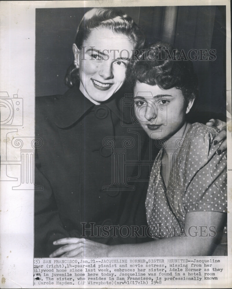 1948 Press Photo Jacquline Horner, Adele Horner - Historic Images