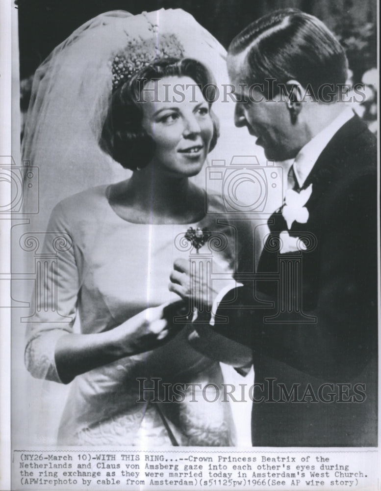 1966 Press Photo Crown Princess Beatrix of Netherlands and Claus Von Amsberg - Historic Images