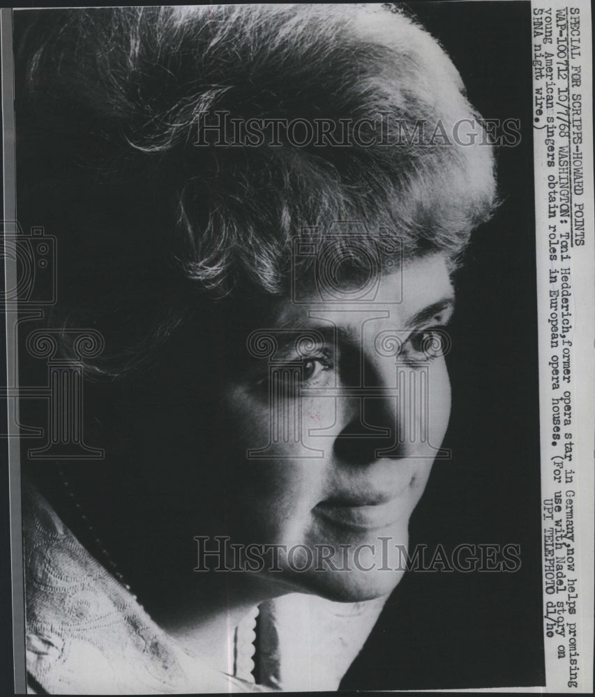 1968 Press Photo Toni Hedderich Former Opera Star in Germany - Historic Images