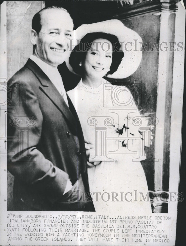 1957 Press Photo Actress Merle Overon and Bruno Pagliai - Historic Images