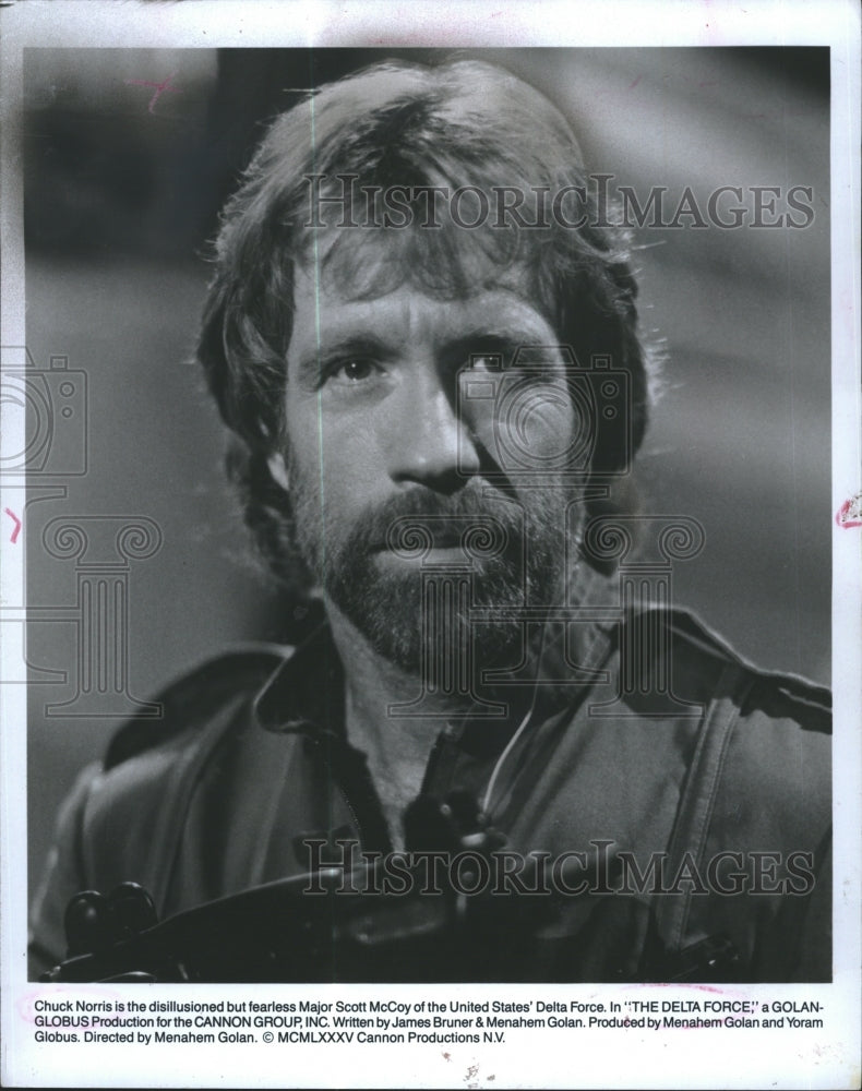 1985 Press Photo Chuck Noris, The Delta Force - Historic Images