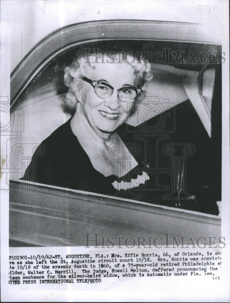 1962 Press Photo Effie Norris convicted of arsenic death of Walter Merrill - Historic Images