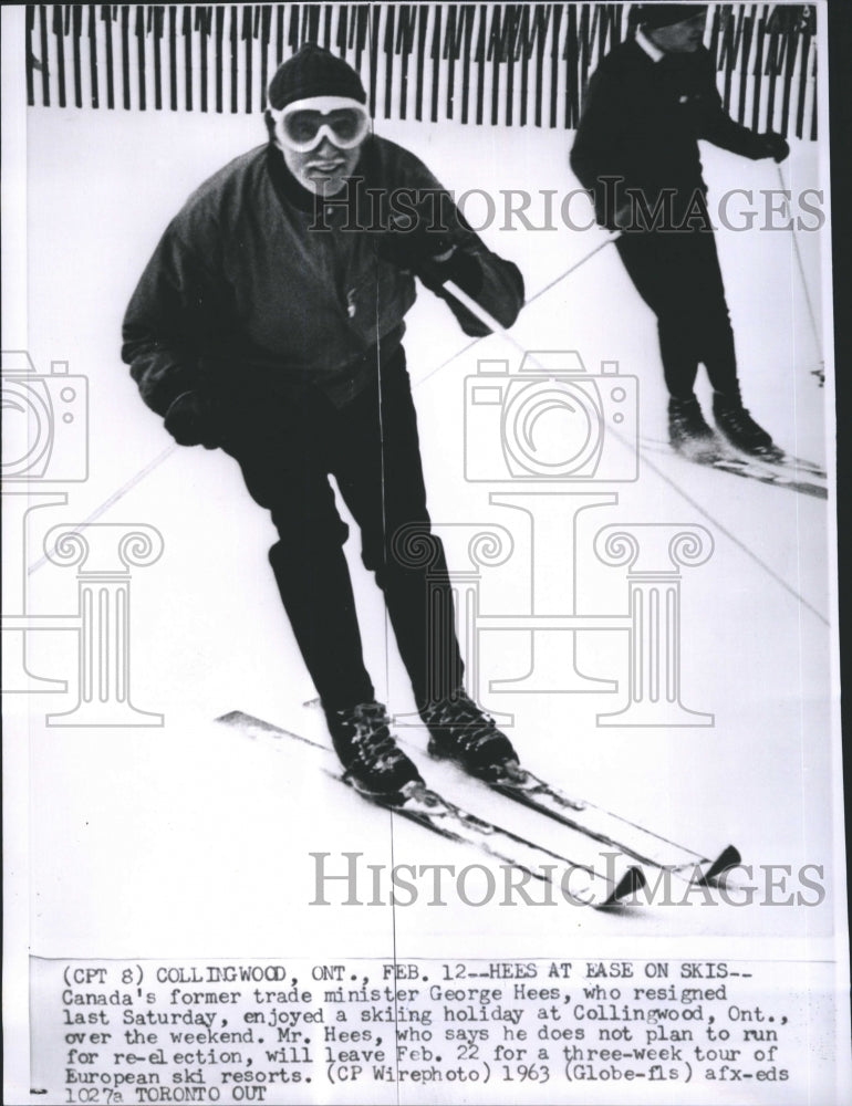 1963 Press Photo George Hees, Canada&#39;s former trade ministerm enjoyed skiing. - Historic Images