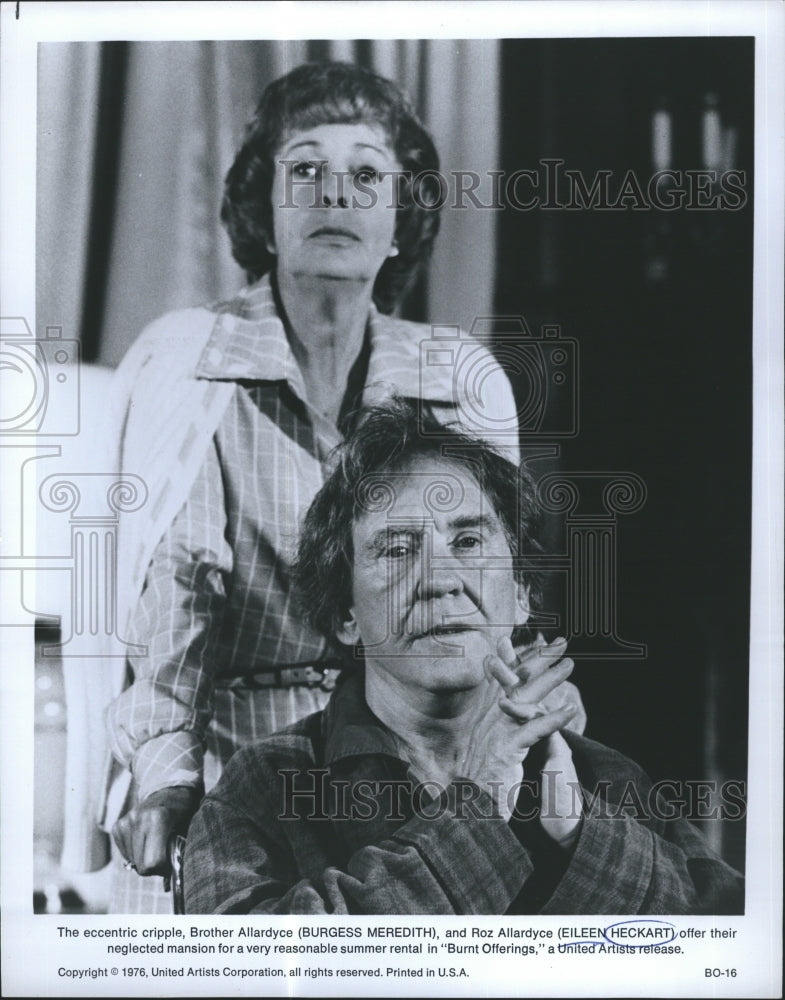 1976 Press Photo Burgess Meredith and Eileen Heckart in "Burnt Offerings" - Historic Images