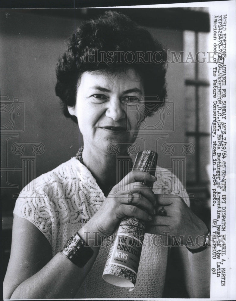 1964 Press Photo Dr. Maria Buchinger, Latin American desk of Nature Conservancy - Historic Images