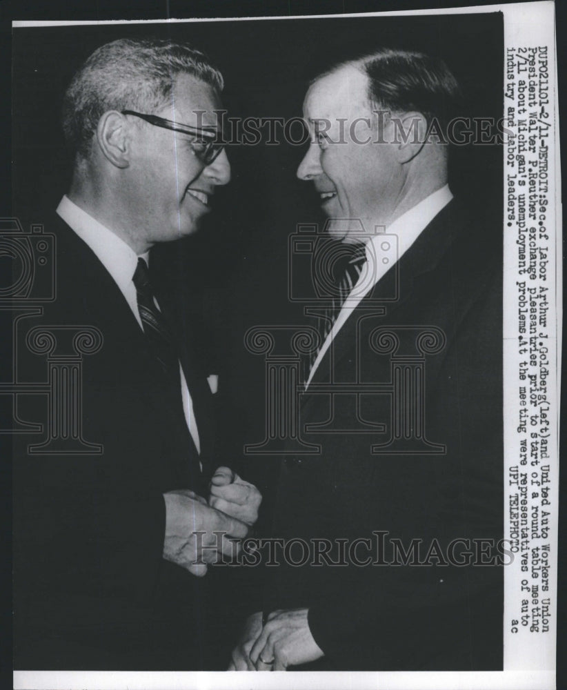 1961 Walter Reuther UAW President &amp; Sec of Labor Arthur Goldberg - Historic Images