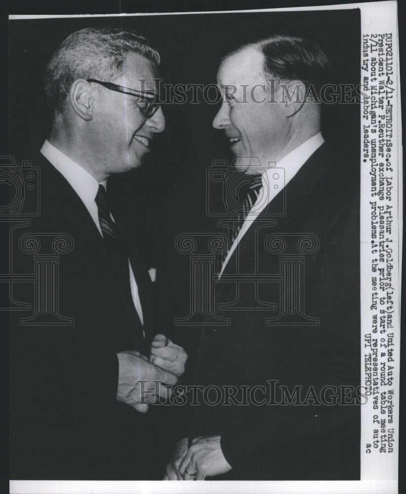 1961 Walter Reuther UAW President & Sec of Labor Arthur Goldberg - Historic Images