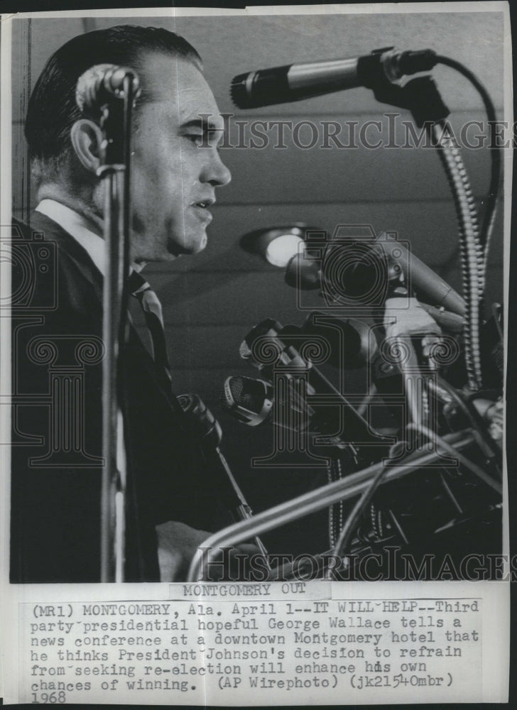 1968 Press Photo Presidential Candidate George Wallace - Historic Images