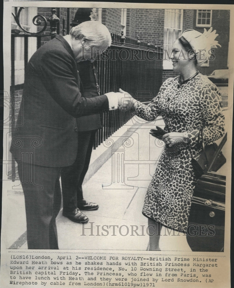 1971 Press Photo British Prime Minister Edward Heath and Princess Margaret - Historic Images