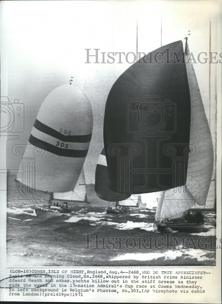 1971 Press Photo Edward Heath and the Sails of the Morning Cloud - Historic Images