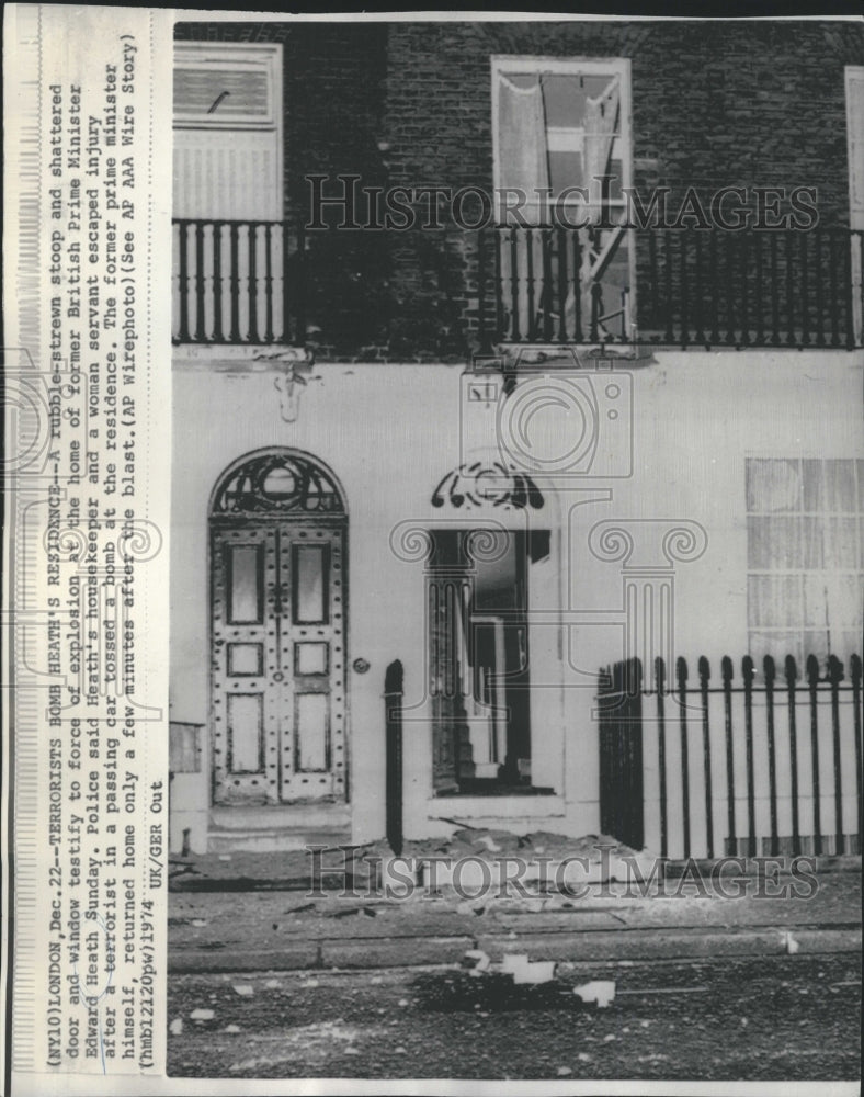 1974 Press Photo Terrorist Bombs Prime Minister Edward Heath&#39;s Home - Historic Images