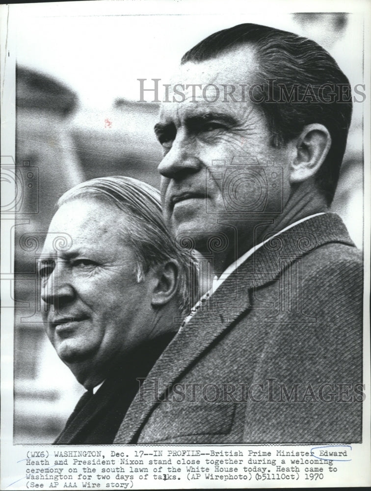 1970 Press Photo British Prime Minister Edward Heath and President Nixon - Historic Images