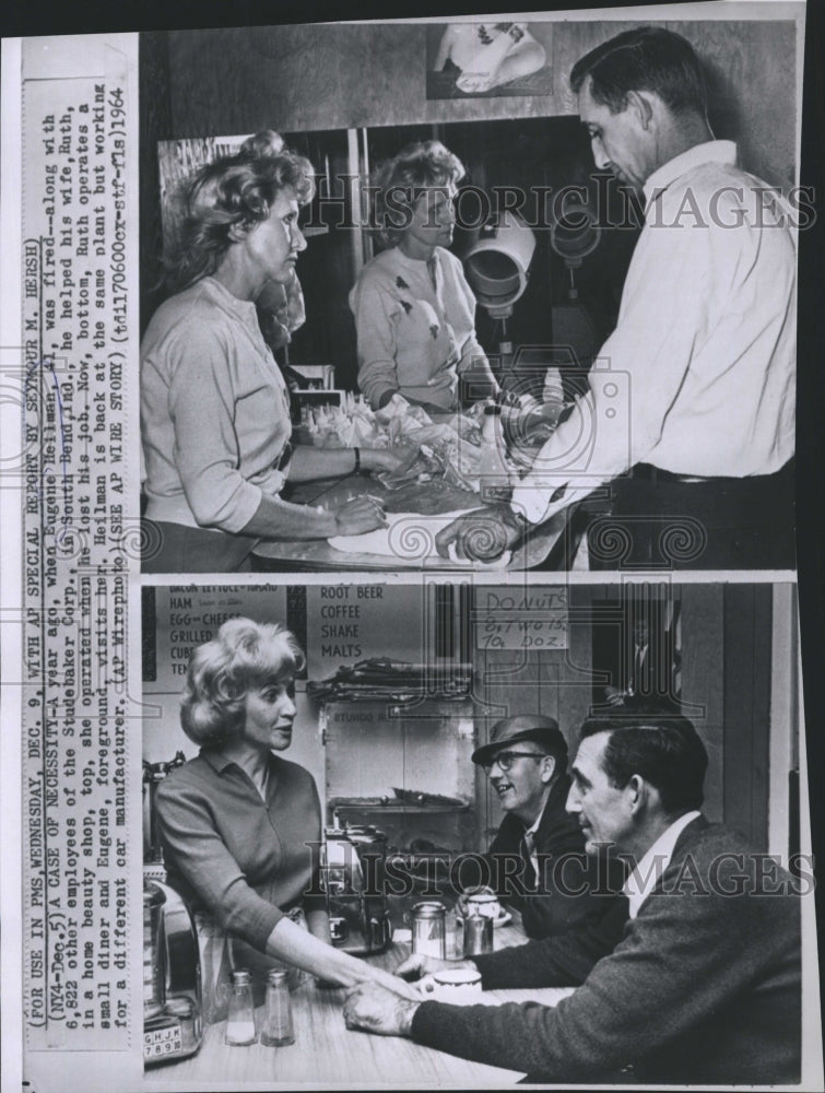 1964 Press Photo Eugene Hellman &amp; Wife Ruth at their Small Diner - Historic Images