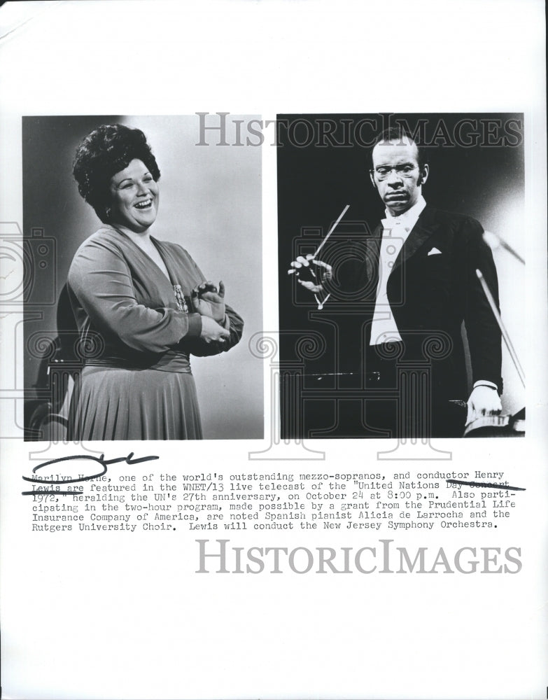 1972 Press Photo Marilyn Herne, Mezzo soprano and Conductor Henry Lewis. - Historic Images