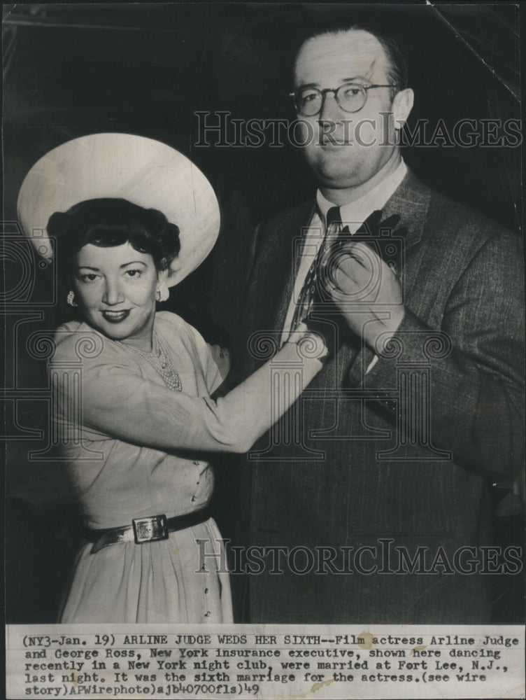 1949 Press Photo Arline Judge shown dancing in a New York night club - Historic Images