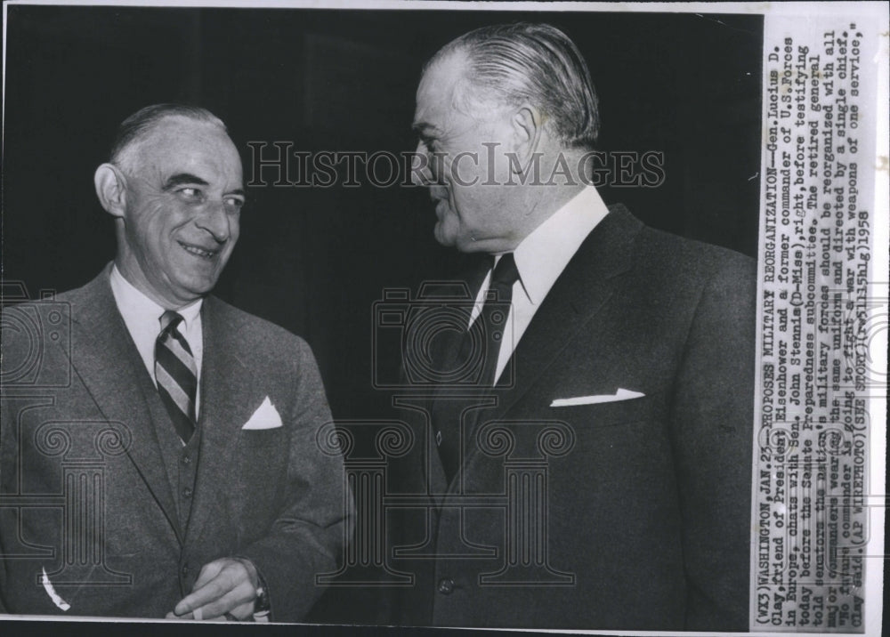 1958 Press Photo General Lucius Clay Former Commander of US Forces in Europe - Historic Images