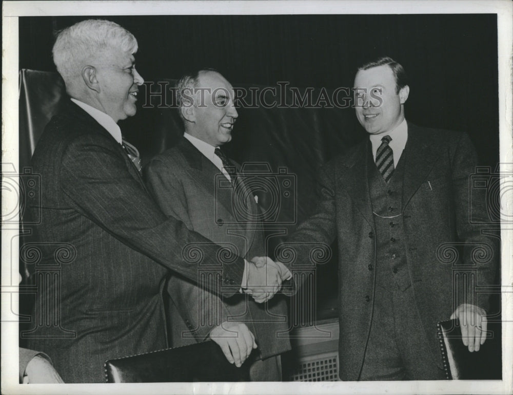 1942 Press Photo Walter Reuther, O. E. Wilson, and George Denny - Historic Images