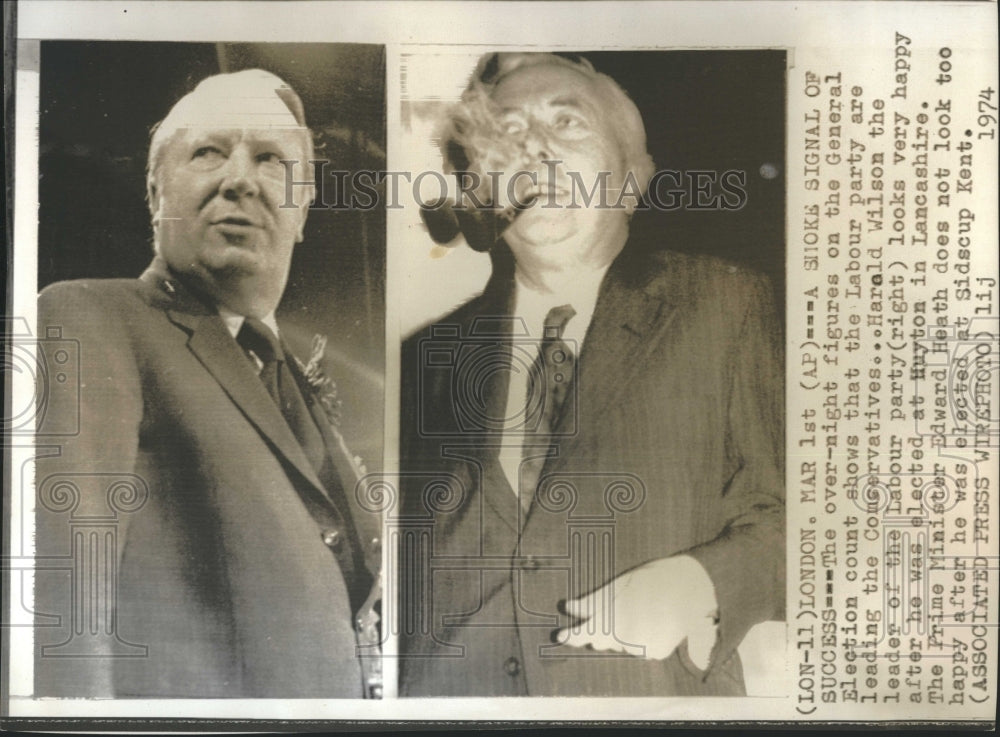 1974 Press Photo Harold Wilson Of Labor Party Winning In Election - Historic Images