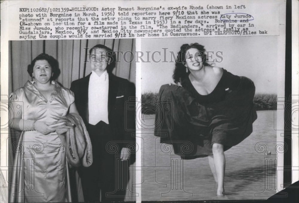 1959 Press Photo Ernest Borgnine and His Ex-Wife, Rhoda; Actress Katy Jurado - Historic Images