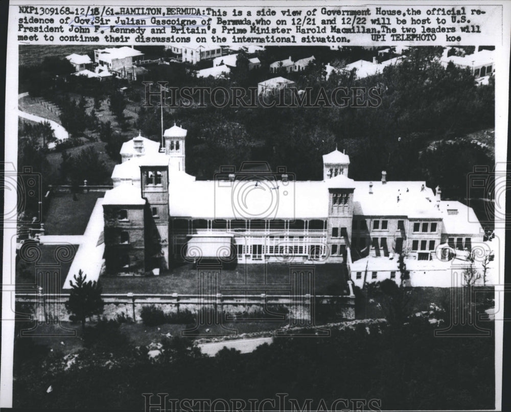 1961 Press Photo Government House of Bermuda Where Pres Kennedy will Meet Prime - Historic Images